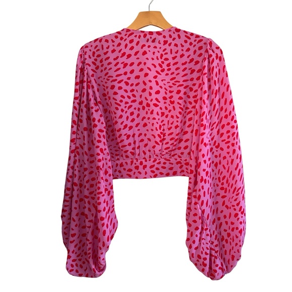 SIGNITURE8 Leopard Print Batwing Sleeve Top Pink + Red M - Picture 6 of 9
